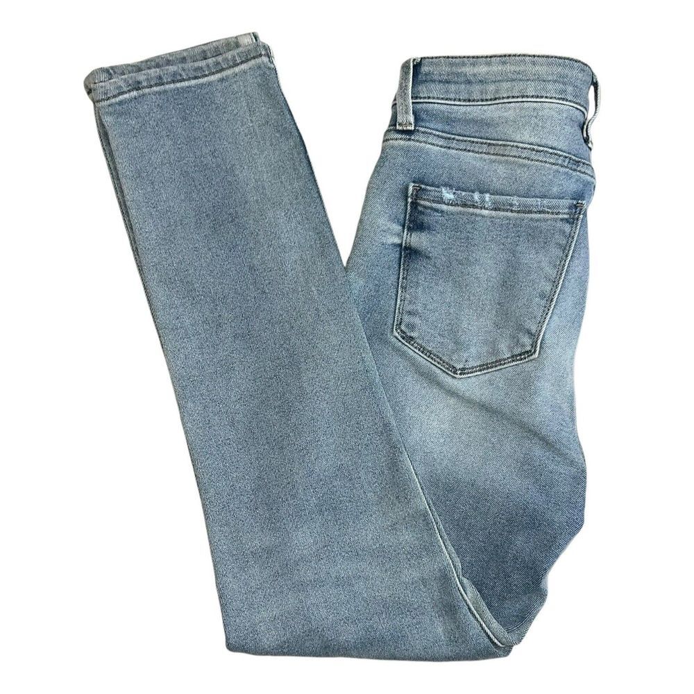 Evereve Womens 25‎ Light Wash High Rise Distressed Ever Straight Jeans